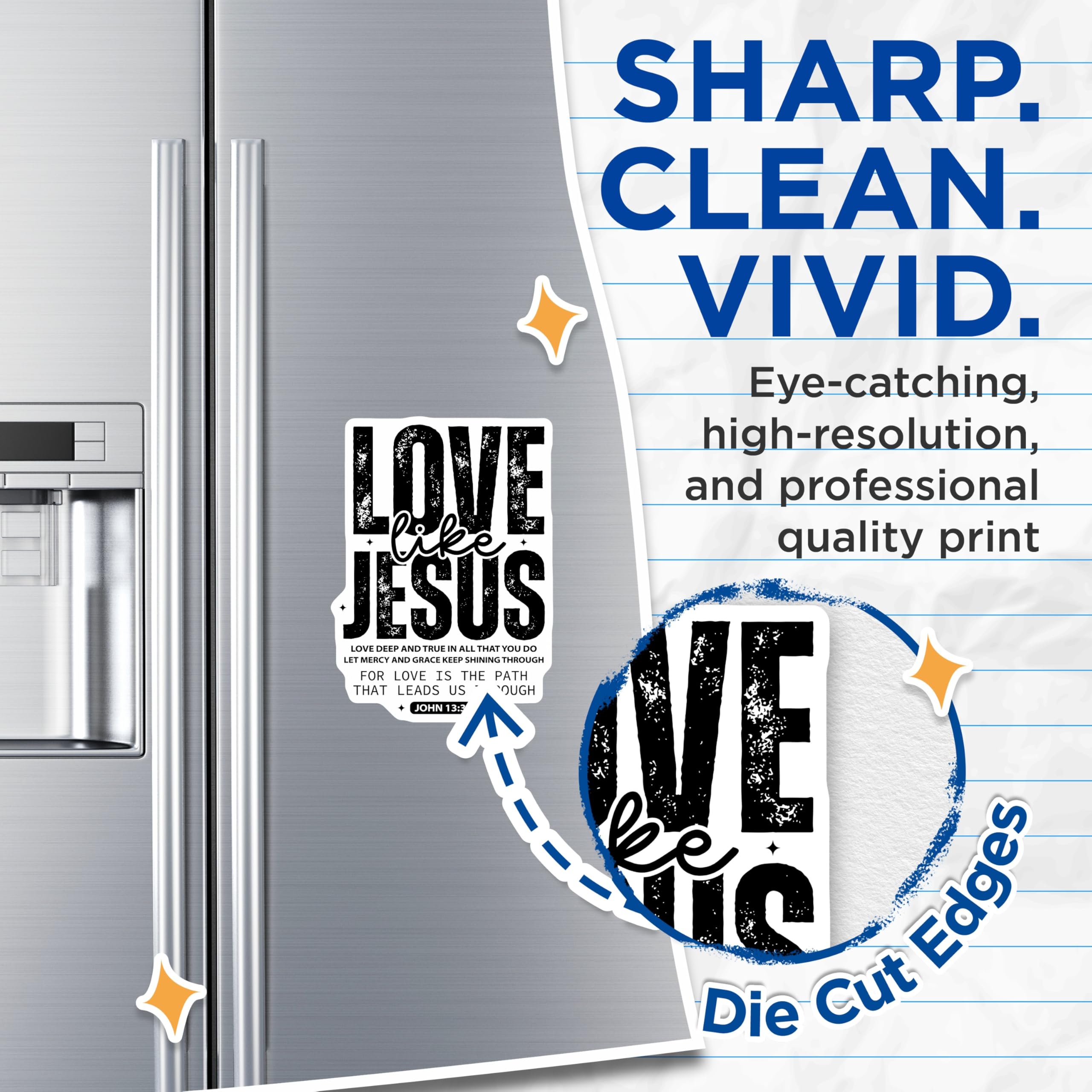 (2 Pack) Christian Magnets - Love Like Jesus Magnet - Inspirational Religious Magnets - 5" On Longest Side - Premium Magnet - for Cars, Refrigerators, Toolboxes, Lockers - Made in USA - MAG16899
