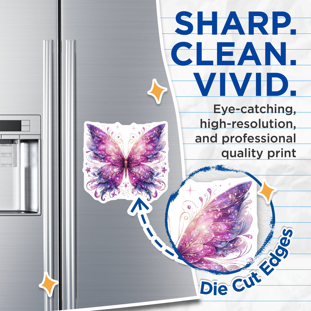 (2 Pack) Sparkling Butterfly Magnets - Fairycore Decor - Whimsical Fridge Accessory - 5 Inches On Longest Side - Thick Durable Magnet - Made in USA - MAG38089