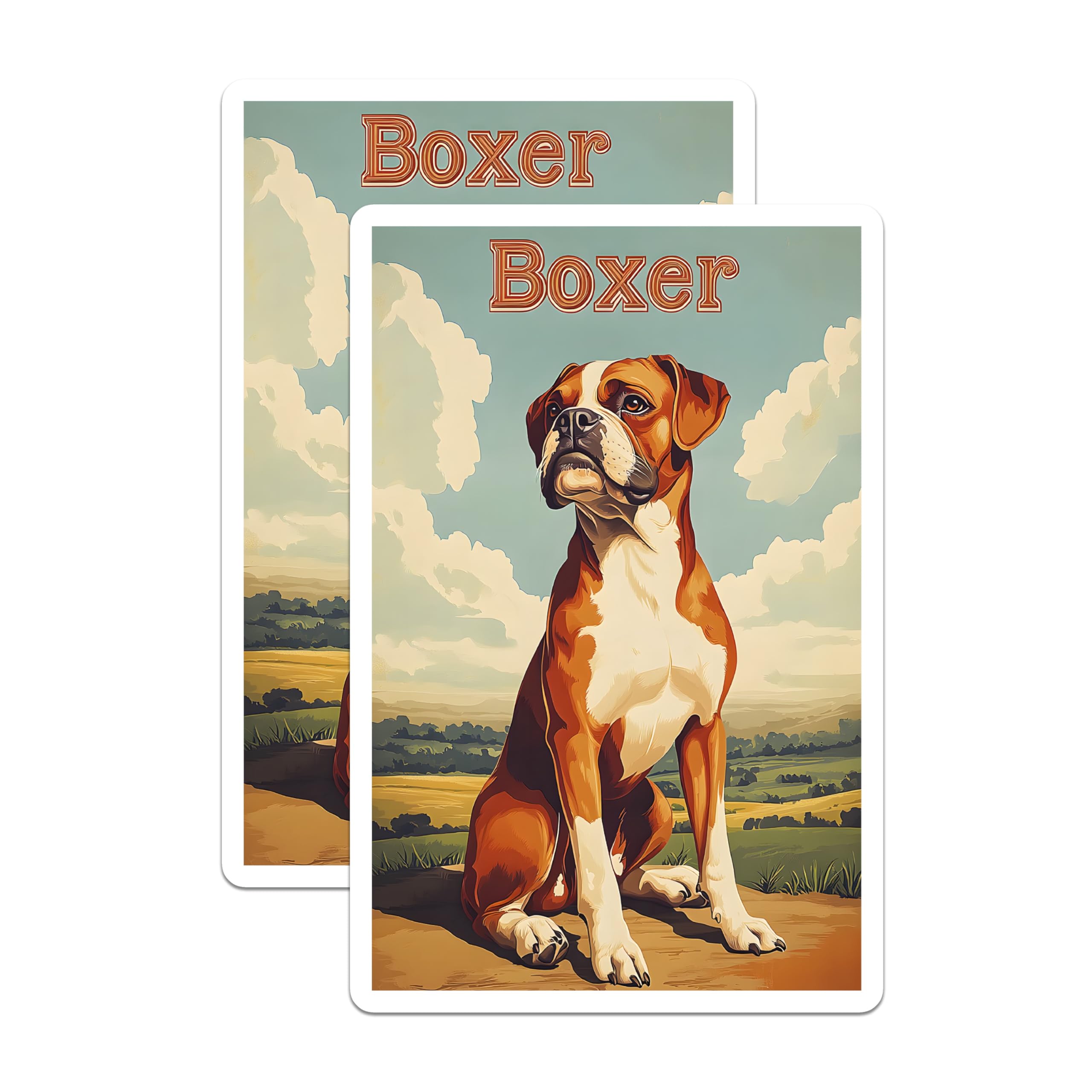 (2 Pack) Boxer Dog Magnets - Pet Lover Decor - Canine Art Fridge Accessory - 5 Inches On Longest Side - Thick Durable Magnet - Made in USA - MAG22812