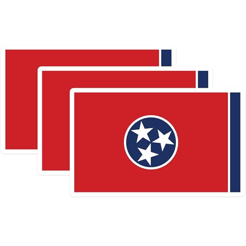 (3 Pack) Tennessee Flag Decals - TN State Pride - Laptop Decal - 3 Inches On Longest Side - Easy Peel & Apply - Made in USA - 3MCS0214