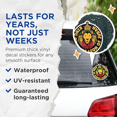 (2 Pack) King of Kings Lion of Judah Stickers - Religious Inspirational - African Lion Art - 5" On Longest Side - Sticks to Smooth Flat Surfaces - Made in USA - BMCS6173