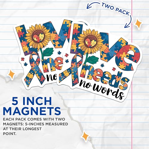 (2 Pack) Puzzle Piece Sunflower Magnet - Inspirational Home Decor - 5" On Longest Side - Sticks to Smooth Flat Surfaces - Made in USA - MAG9846