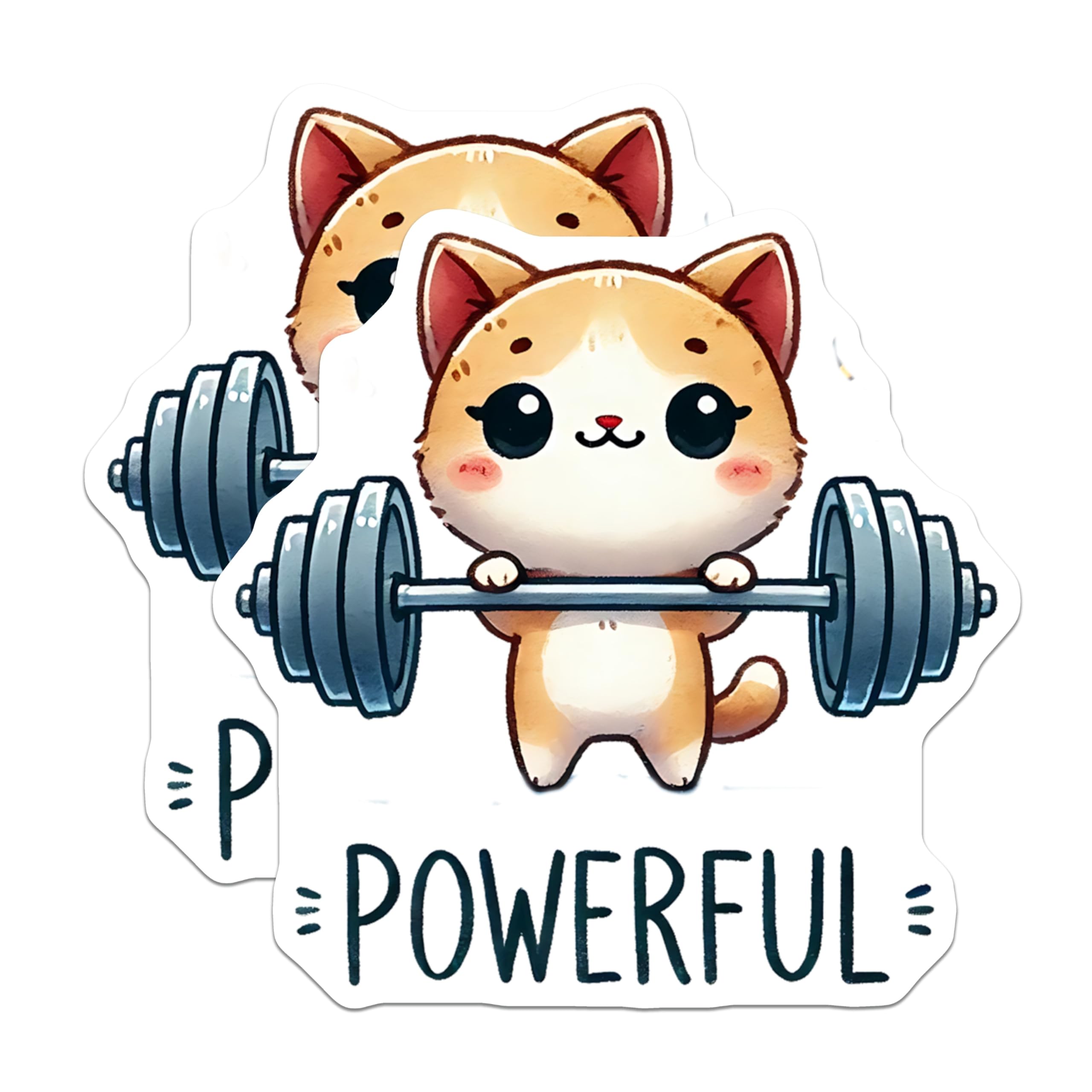 (2 Pack) Powerful Cat Magnets - Weightlifting Kitty - Strong Animal Cartoon - 5" On Longest Side - Premium Magnet - for Cars, Refrigerators, Toolboxes, Lockers - Made in USA - MAG15430