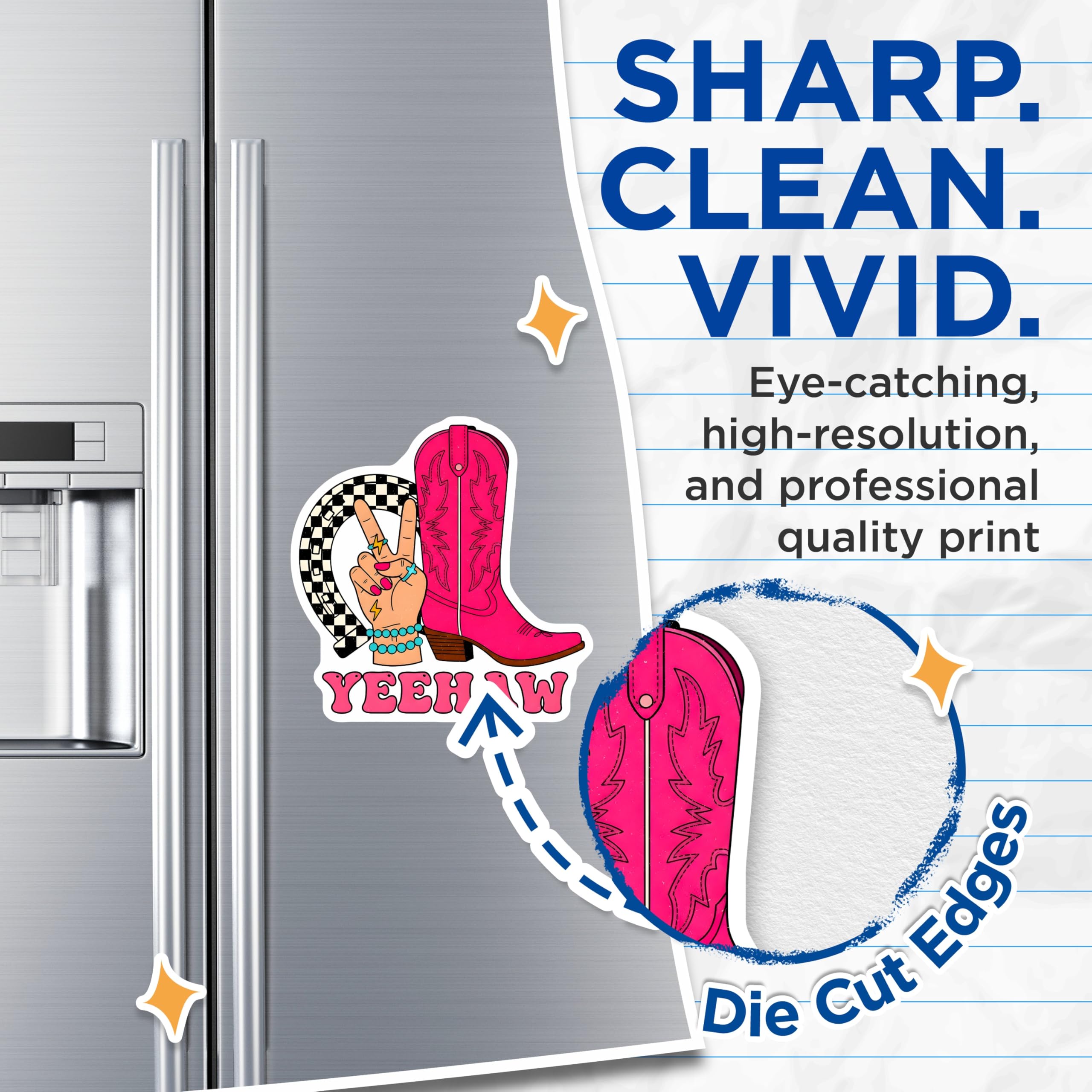 (2 Pack) Yeehaw Magnets - Cowgirl Decor - Pink Boot Horseshoe Decorations - 5" On Longest Side - Premium Magnet - for Cars, Refrigerators, Toolboxes, Lockers - Made in USA - MAG16248