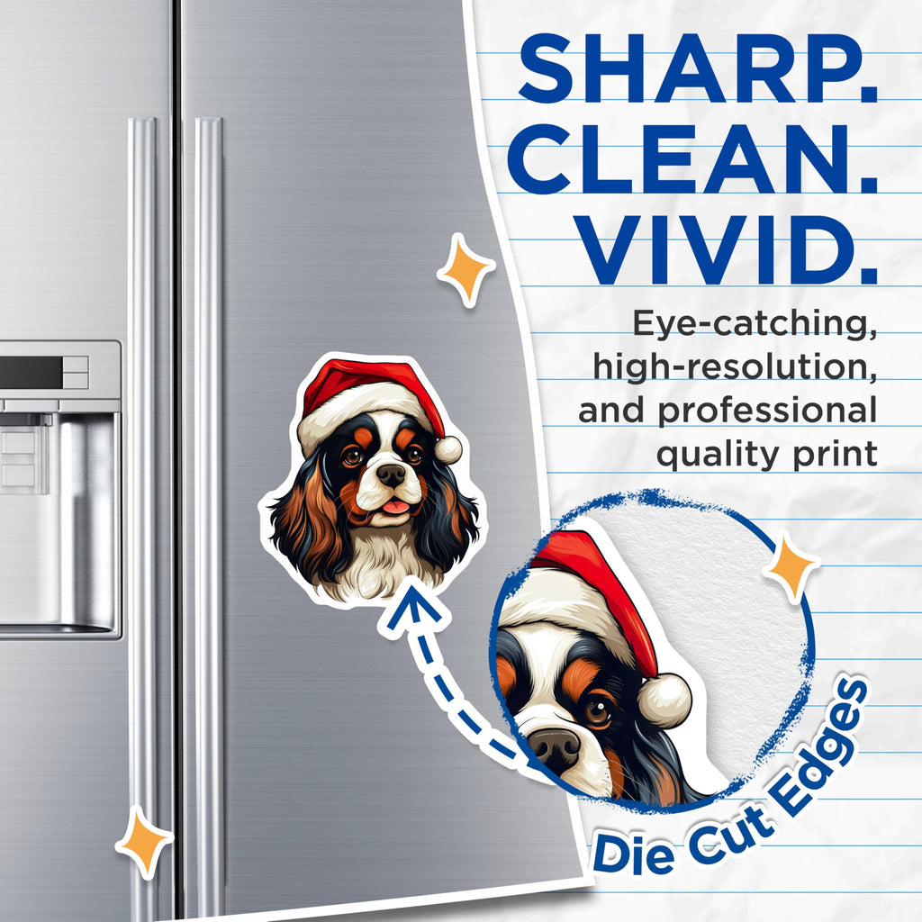(2 Pack) Cavalier King Charles Christmas Dog Magnets - Holiday Pet Lover - Dog Mom Kitchen Decor - 5 Inches On Longest Side - Thick Durable Magnet - Made in USA - MAG25630