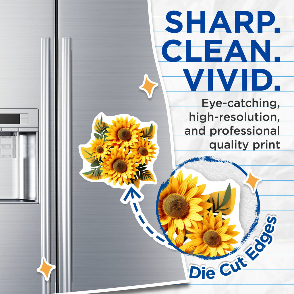 (2 Pack) Sunflower Magnets - Floral Kitchen Decor - Aesthetic Flower Fridge Art - Boho Farmhouse Spring Summer Decor - 5" - Durable Magnet - Made in USA - MAG38976