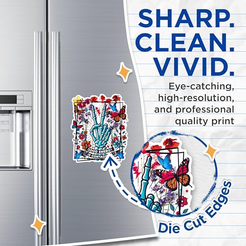 (2 Pack) Good Energy is Contagious Magnets - Flower Skeleton Hand - Positive Vibes Butterfly Flower Artwork - 5" On Longest Side - for Fridges, Toolboxes, Cars - Made in USA - MAG2568
