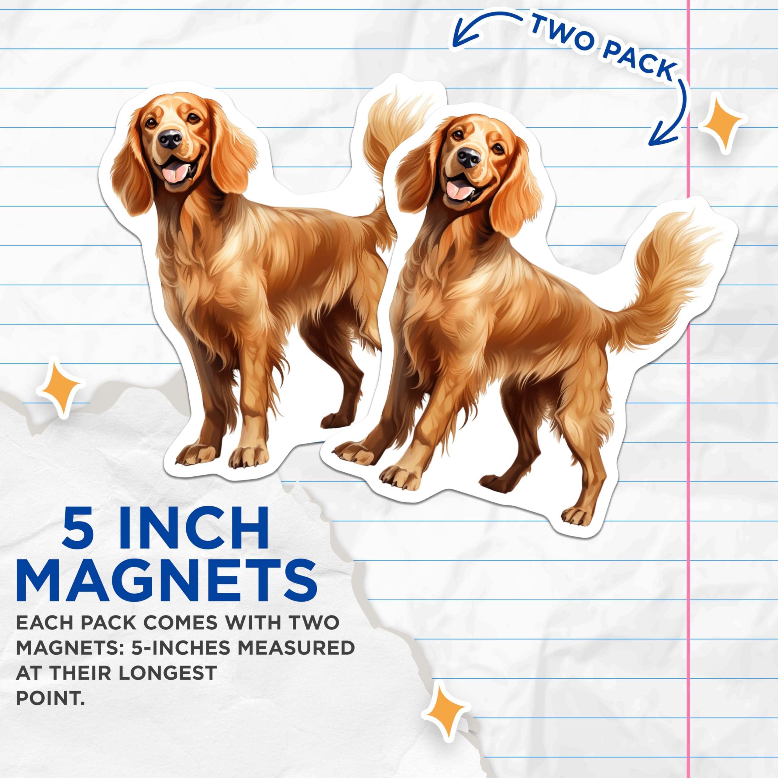 (2 Pack) Golden Retriever Magnets - Happy Dog Smiling - Pet Lover Decor for Fridge and Locker - 5 Inches On Longest Side - Thick Durable Magnet - Made in USA - MAG30077