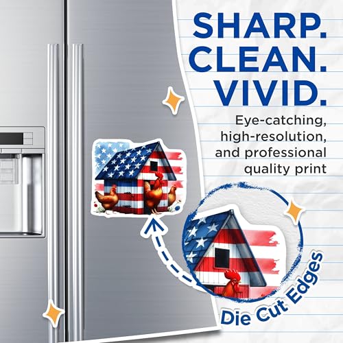 (2 Pack) Patriotic Chicken Coop Magnets - Farmhouse Decor - American Flag Magnets - 5" On Longest Side - for Cars, Fridges, Toolboxes - Made in USA - MAG7284