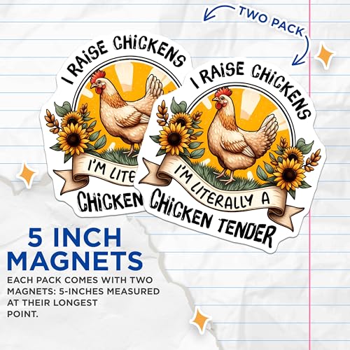 (2 Pack) I Raise Chickens Magnets - Chicken Tender Design - 5" On Longest Side - for Cars, Fridges, Toolboxes - Made in USA - MAG8094