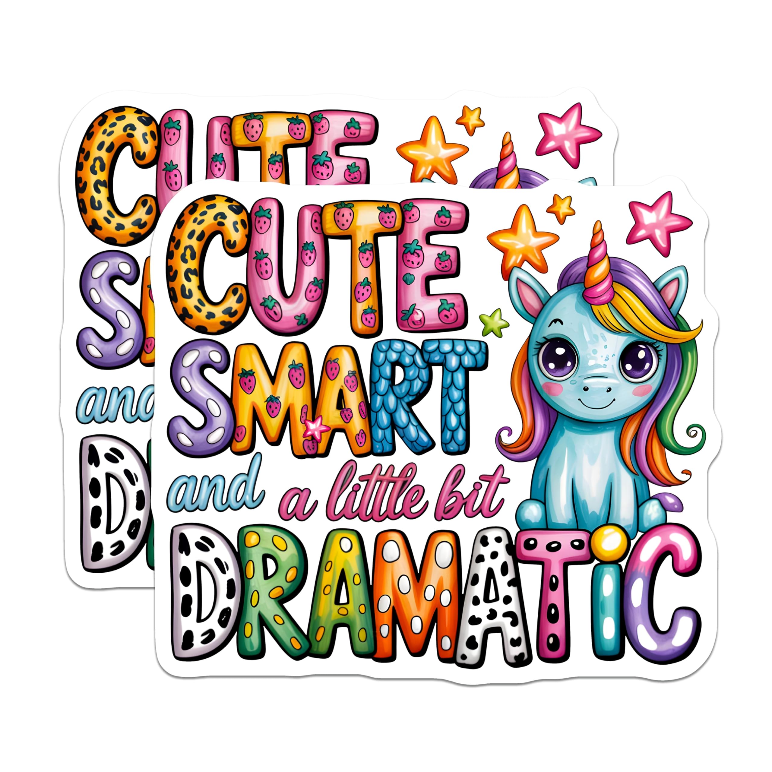 (2 Pack) Cute Smart Dramatic Unicorn Magnets - Funny Sayings Rainbow Fantasy Decor - Unique Kitchen Locker Accessories - 5 Inches On Longest Side - Thick Durable Magnet - Made in USA - MAG24325