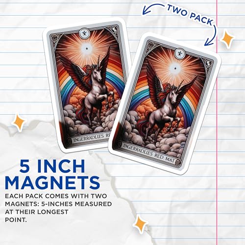 (2 Pack) Mythical Creature Decor Magnet - Rainbow Cloud Skies - 5" On Longest Side - Sticks to Smooth Flat Surfaces - Made in USA - MAG10111