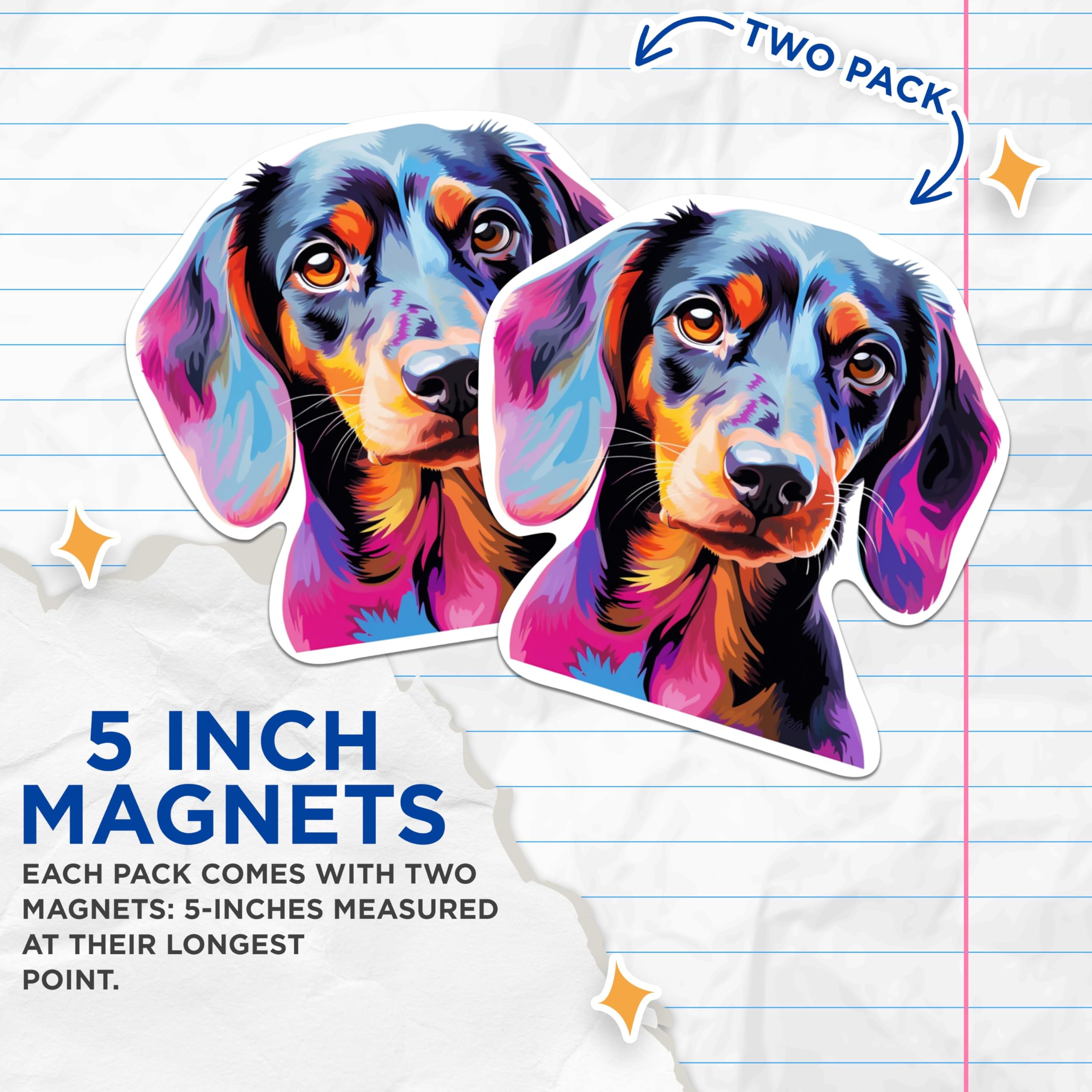 (2 Pack) Dachshund Dog Breed Magnets - 5 Inches On Longest Side - Choose from Over 100 Dog Breeds - for Cars, Refrigerators, Toolboxes - Made in USA - MAG1842