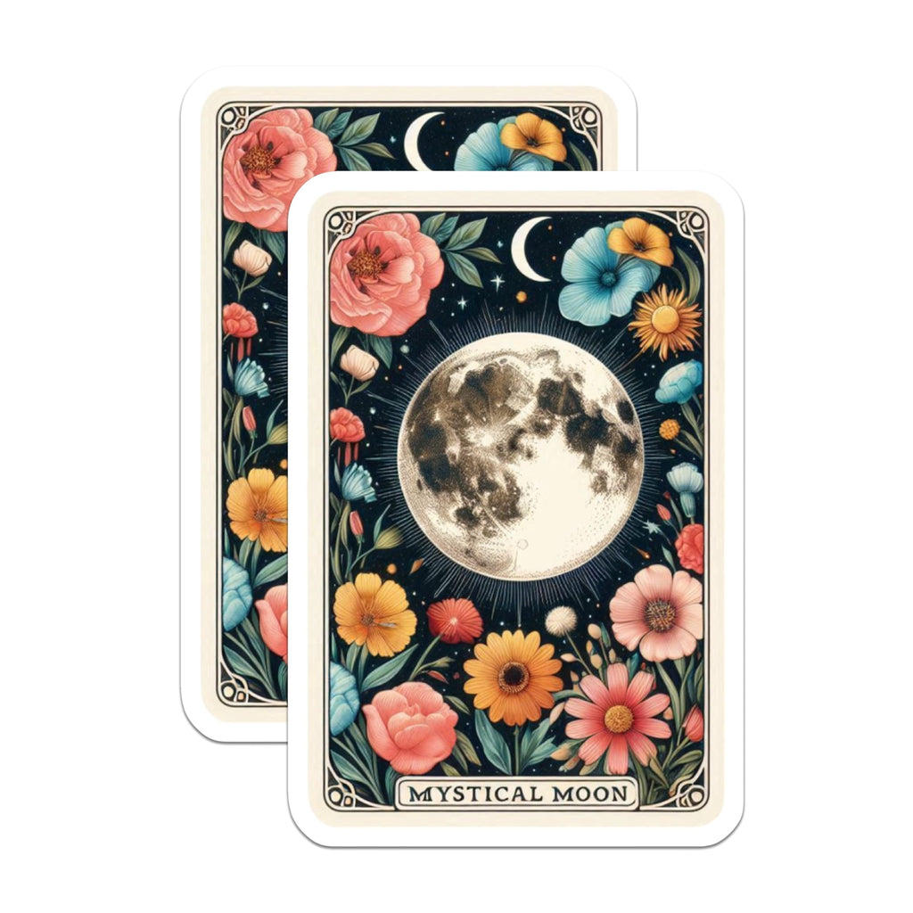 (2 Pack) Mystical Moon Magnets - Floral Celestial Art - Enchanting Lunar Decor - 5 Inches On Longest Side - Thick Durable Magnet - Made in USA - MAG22100