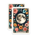 (2 Pack) Mystical Moon Magnets - Floral Celestial Art - Enchanting Lunar Decor - 5 Inches On Longest Side - Thick Durable Magnet - Made in USA - MAG22100