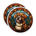 (2 Pack) Stained Glass Dog Magnets - Mastiff Bullmastiff Christmas Decor - Dog Lover Refrigerator Art - 5 Inches On Longest Side - Thick Durable Magnet - Made in USA - MAG30960