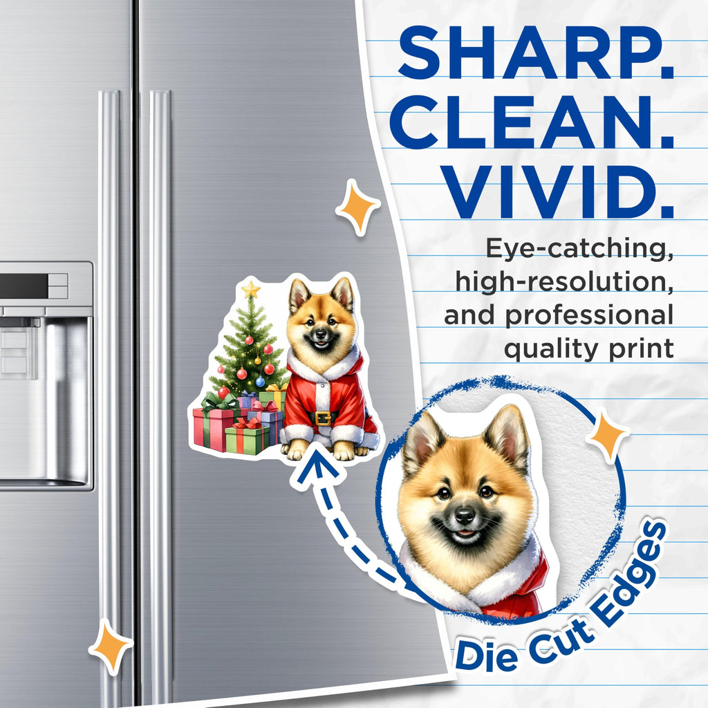 (2 Pack) Santa Pomeranian Dog Magnets - Christmas Puppy Decor - Festive Refrigerator Accessories - 5 Inches On Longest Side - Thick Durable Magnet - Made in USA - MAG23835