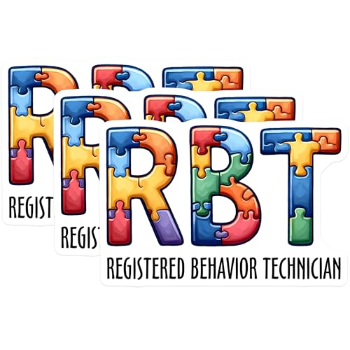 (3 Pack) RBT Registered Behavior Technician Decals - Autism Puzzle - Therapist Decal - 3 Inches On Longest Side - Easy Peel & Apply - Made in USA - 3MCS1942