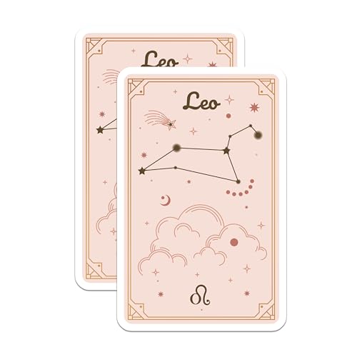 (2 Pack) Leo Zodiac Constellation Stickers - Astrology Sign Decal - Horoscope Star Sign Art - 5" On Longest Side - Sticks to Smooth Flat Surfaces - Made in USA - BMCS9416