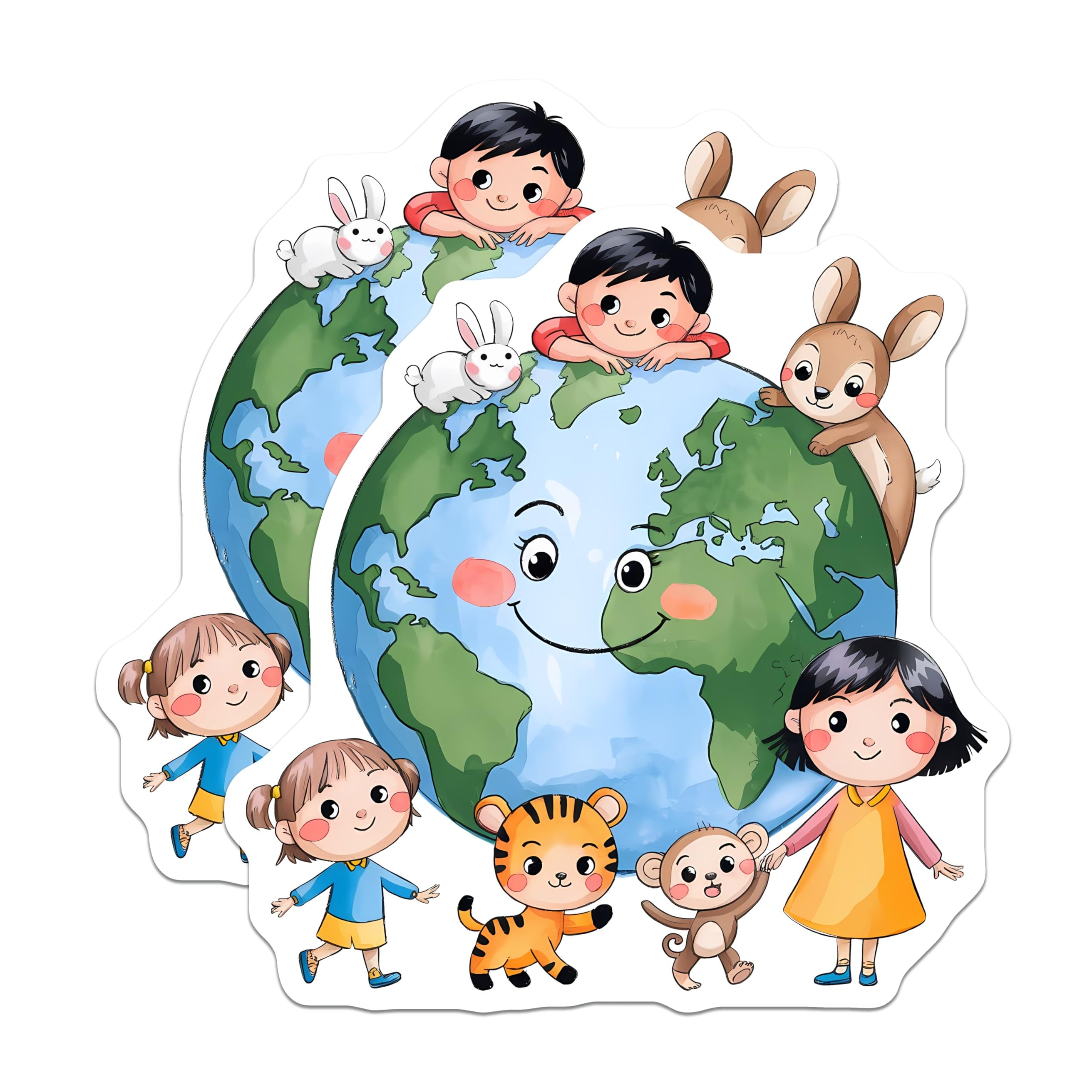 (2 Pack) Earth Kids Stickers - 5" On Longest Side - Sticks to Smooth Flat Surfaces - Made in USA - BMCS8439 - BMCS8439