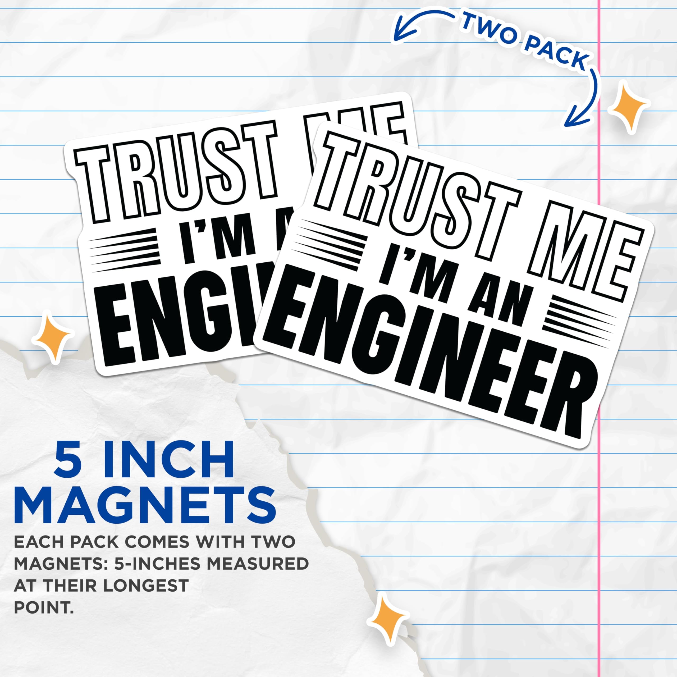 (2 Pack) Engineer Magnets - Trust Me Funny Engineer - Engineering Humor Decor - 5 Inches On Longest Side - Thick Durable Magnet - Made in USA - MAG22289