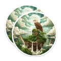 (2 Pack) Bald Eagle Magnets - Fantasy Landscape Decor - Patriotic Wildlife Fridge Magnet Art - 5 Inches On Longest Side - Thick Durable Magnet - Made in USA - MAG37429