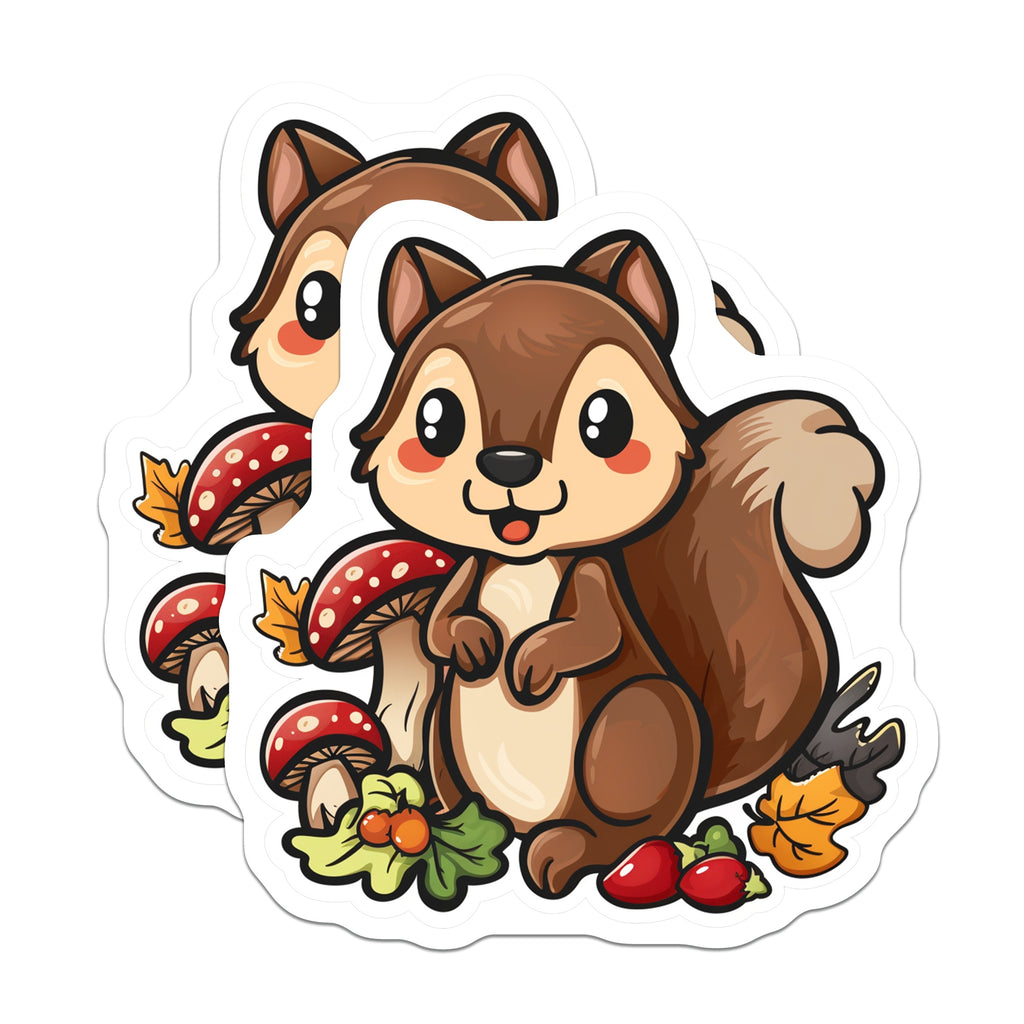 (2 Pack) Cute Squirrel Magnets - Woodland Animal - Autumn Fall Decor - Kawaii Kitchen Fridge Accessory - 5 Inches On Longest Side - Thick Durable Magnet - Made in USA - MAG38293