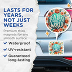 (2 Pack) Teachers Change The World Magnets - Inspirational Teacher - Floral Magnet - 5" On Longest Side - for Cars, Fridges, Toolboxes - Made in USA - MAG4424