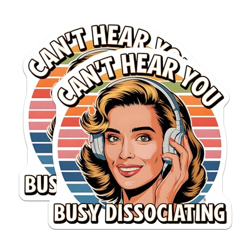 (2 Pack) Can't Hear You Busy Dissociating Magnets - Headphones Retro Art - Fun Rejection Magnets - 5" On Longest Side - for Cars, Fridges, Toolboxes - Made in USA - MAG7092