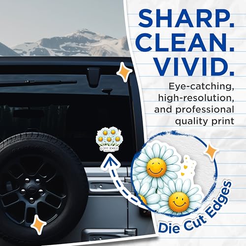 (2 Pack) Rejoice Always Stickers - Inspirational Floral Stickers - Bible Verse Sticker Set - 5" On Longest Side - Sticks to Any Smooth Flat Surface - Made in USA - BMCS2829