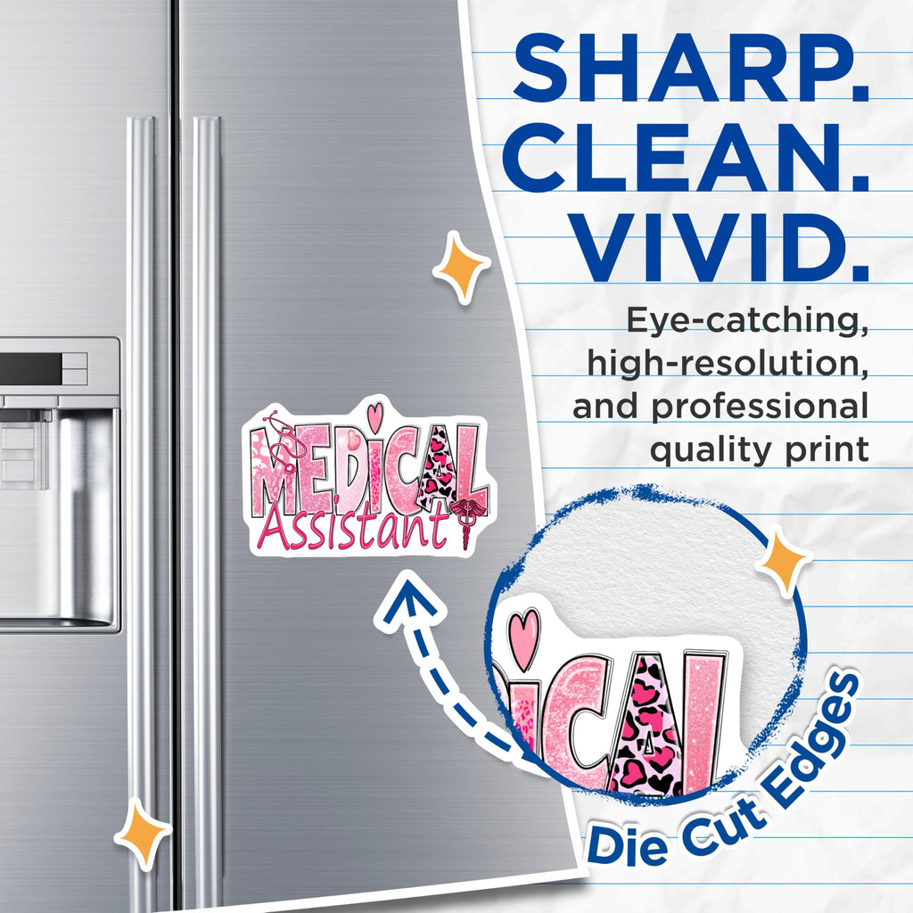 (2 Pack) Medical Assistant Magnets - MA Appreciation - Nurse Squad Gifts - 5" On Longest Side - Premium Magnet - for Cars, Refrigerators, Toolboxes, Lockers - Made in USA - MAG18245