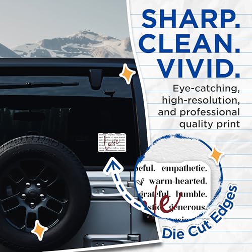 (2 Pack) Inspirational Word Stickers - Word Art Stickers - Kindness Stickers - 5" On Longest Side - Sticks to Smooth Flat Surfaces - Made in USA - BMCS5129