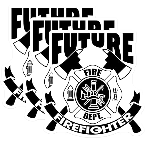(3 Pack) Future Firefighter Decals - Fire Department - Firefighter Symbol - 3 Inches On Longest Side - Easy Peel & Apply - Made in USA - 3MCS7561