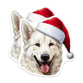 (2 Pack) Christmas Dog Magnets - Santa Hat Samoyed White Shepherd - Holiday Pet Decor - Winter Animal Accessories - 5 Inches On Longest Side - Thick Durable Magnet - Made in USA - MAG30349