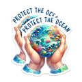 (2 Pack) Protect The Ocean Stickers - Environmental Awareness - Ocean Conservation - 5" On Longest Side - Sticks to Smooth Flat Surfaces - Made in USA - BMCS7948