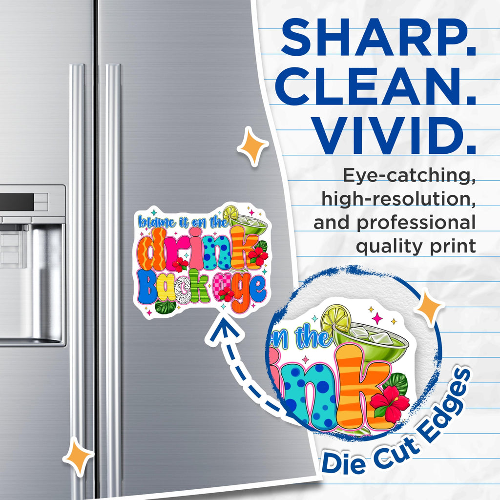 (2 Pack) Blame It On The Drink Package Magnets - Cruise Vacation - Tropical Retro Decor Fridge - 5 Inches On Longest Side - Thick Durable Magnet - Made in USA - MAG23785
