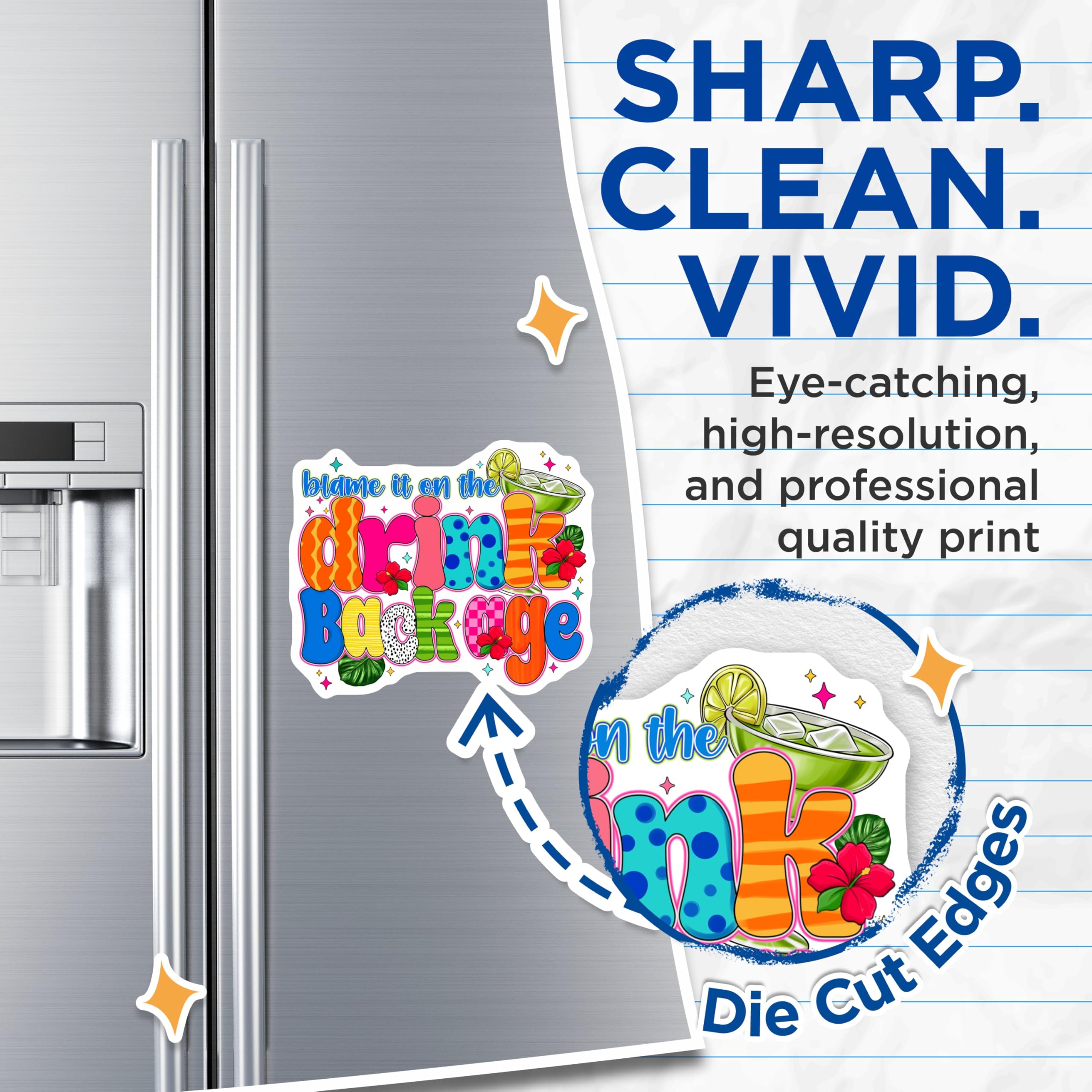 (2 Pack) Blame It On The Drink Package Magnets - Cruise Vacation - Tropical Retro Decor Fridge - 5 Inches On Longest Side - Thick Durable Magnet - Made in USA - MAG23785