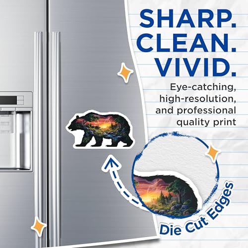 (2 Pack) Bear Silhouette Nature Scene Magnets - Forest Art - Wildlife Lover Gift - 5" On Longest Side - for Cars, Fridges, Toolboxes - Made in USA - MAG6988