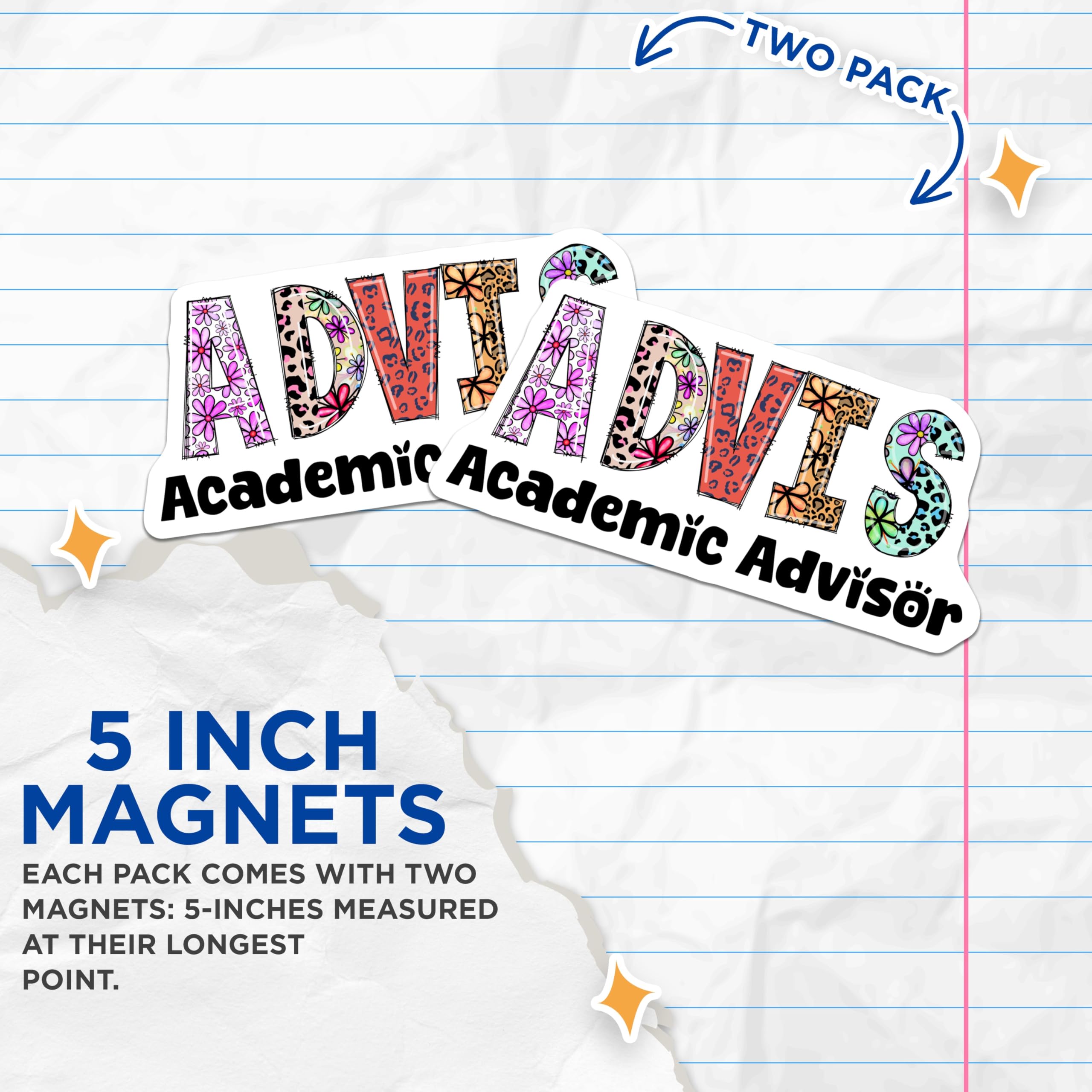 (2 Pack) Academic Advisor Magnets - Floral Leopard Print - Educational Office Decor - 5" On Longest Side - Premium Magnet - for Cars, Refrigerators, Toolboxes, Lockers - Made in USA - MAG14547
