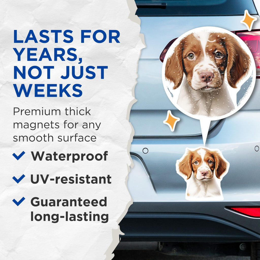 (2 Pack) Brittany Spaniel Puppy Magnets - Cute Dog Lover - Pet Owner Home Decor - 5 Inches On Longest Side - Thick Durable Magnet - Made in USA - MAG25971