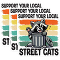 (3 Pack) Street Cats Decals - Raccoon in Trash - Support Local Cats - 3 Inches On Longest Side - Easy Peel & Apply - Made in USA - 3MCS4985