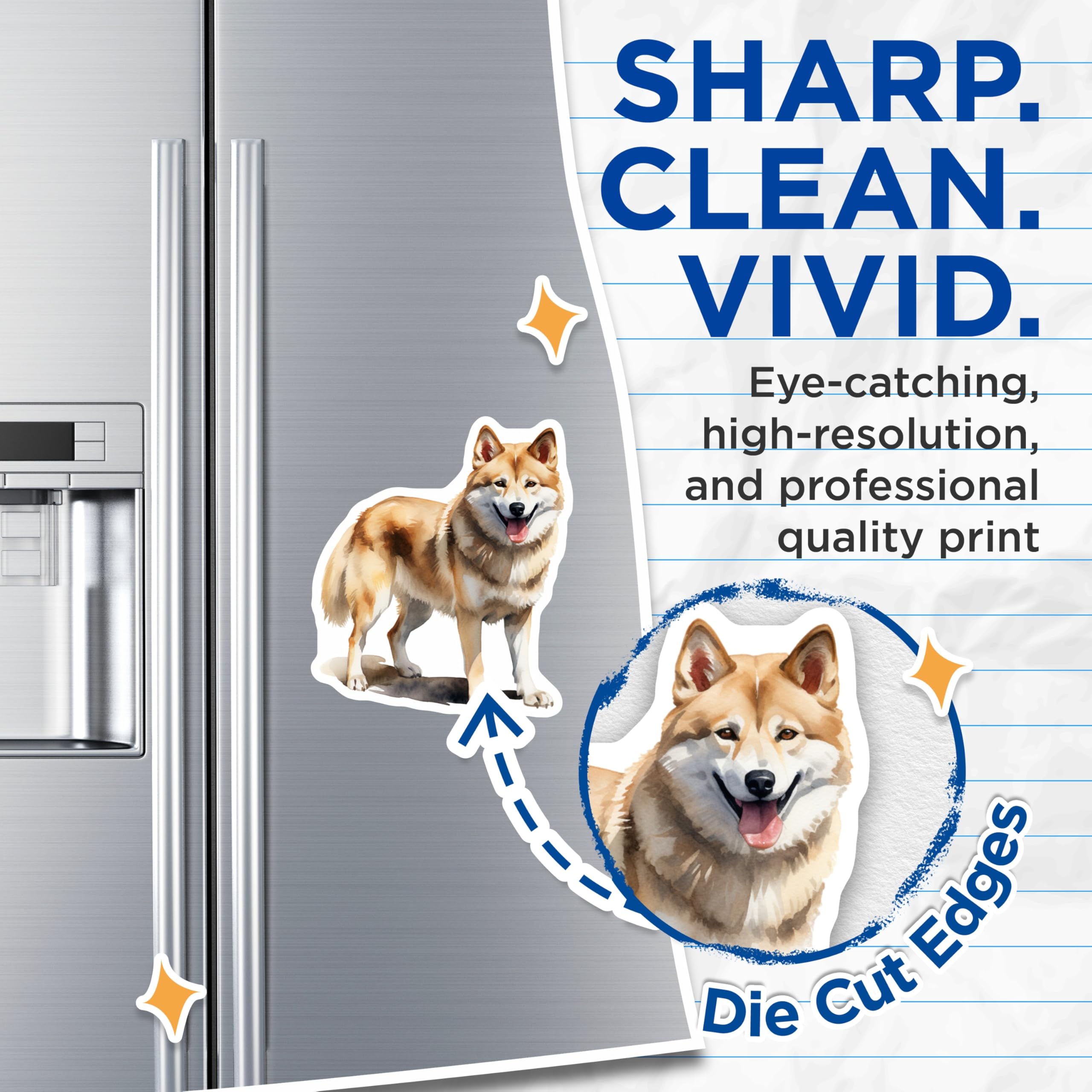 (2 Pack) Shiba Inu Dog Magnets - Watercolor Pet Lover Display - Happy Dog Art Fridge Accessory for Dog Mom - 5 Inches On Longest Side - Thick Durable Magnet - Made in USA - MAG27811