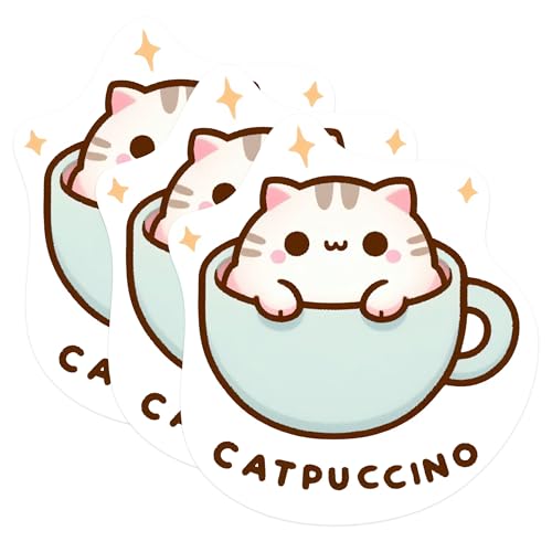 (3 Pack) Cat Decals - Funny Cat Stickers - Laptop Decals - 3 Inches On Longest Side - Easy Peel & Apply - Made in USA - 3MCS1118