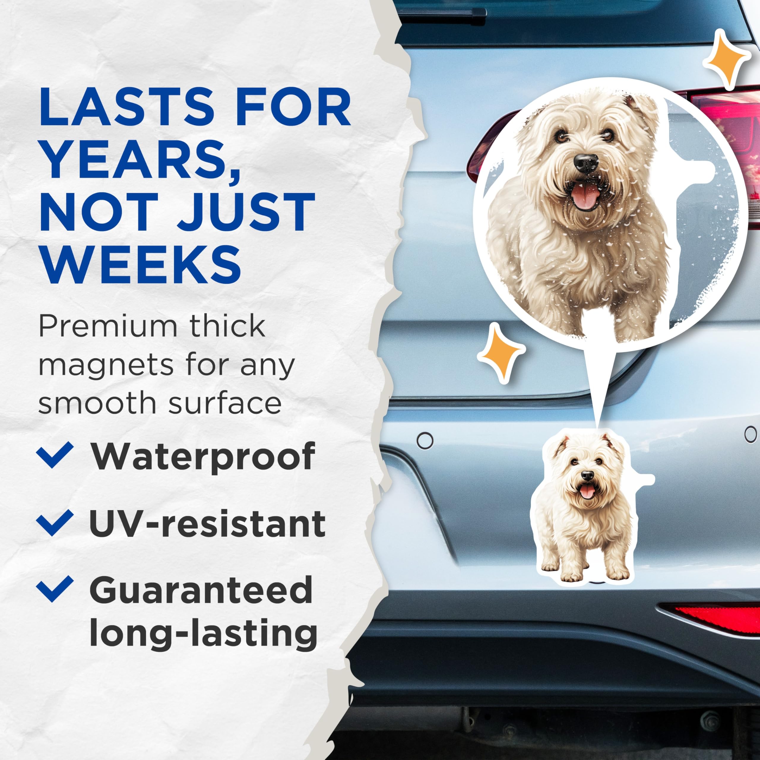 (2 Pack) Westie Dog Magnets - Cute West Highland Terrier Puppy Art - Animal Lover Pet Parent Decor - 5 Inches On Longest Side - Thick Durable Magnet - Made in USA - MAG28070