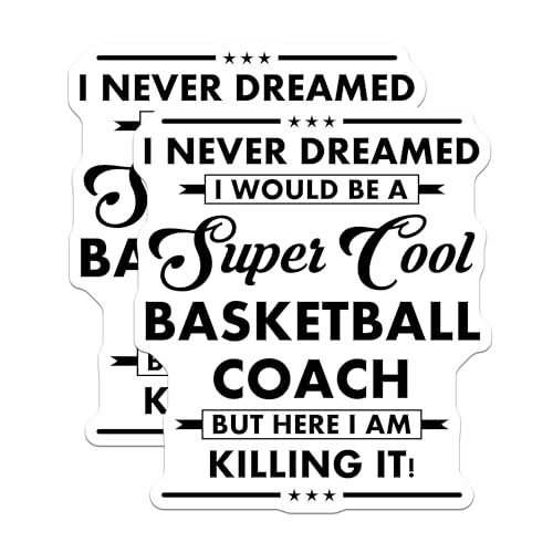 (2 Pack) Cool Basketball Coach Stickers - Inspirational Quote - Motivational Decal for Coaches - 5" On Longest Side - Sticks to Smooth Flat Surfaces - Made in USA - BMCS5980