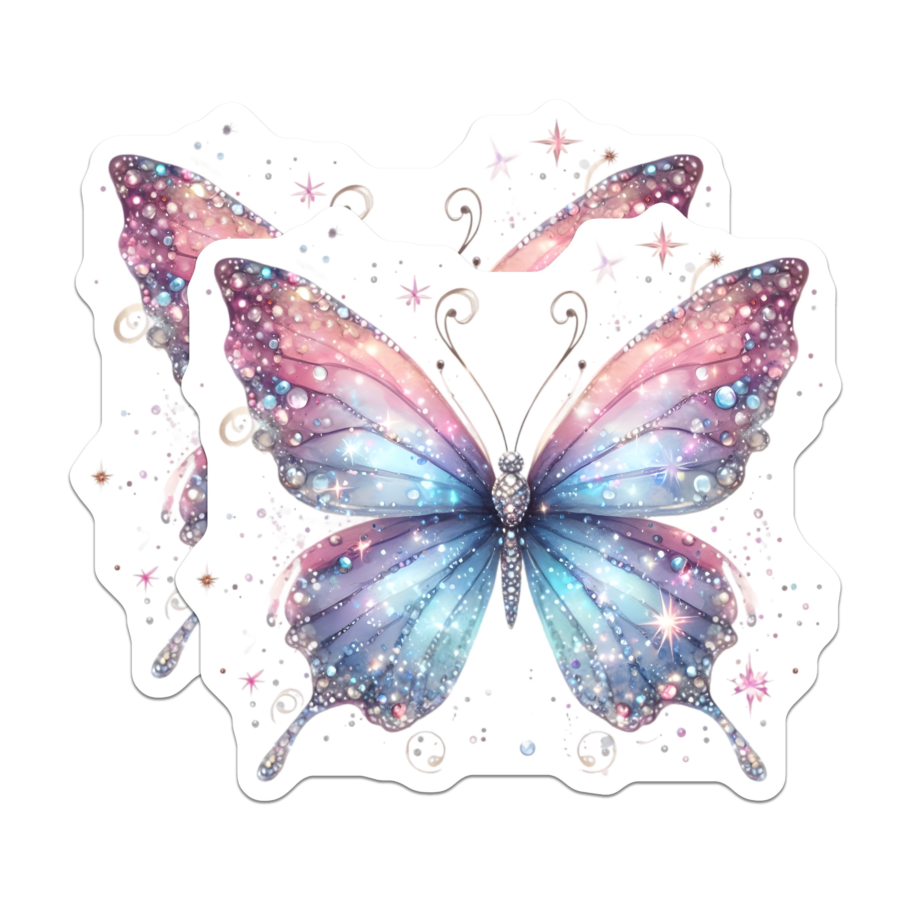 (2 Pack) Sparkle Butterfly Magnets - Iridescent Fairycore Decor - Whimsical Fridge Locker Art - Dreamy Nature Accessory - 5 Inches On Longest Side - Thick Durable Magnet - Made in USA - MAG37303