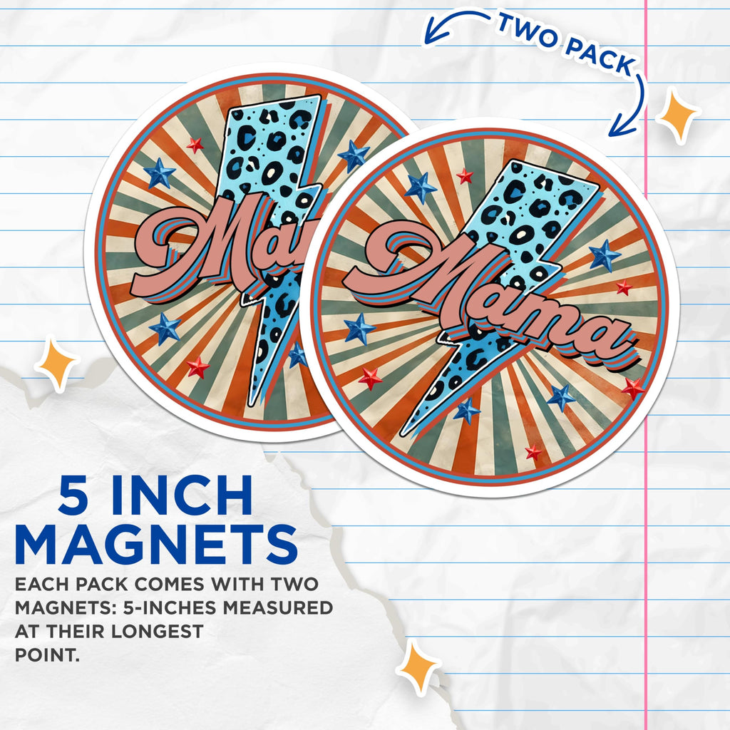 (2 Pack) Mama Magnets - Cool Retro Decoration - 5" On Longest Side - for Cars, Fridges, Toolboxes - Made in USA - MAG7452