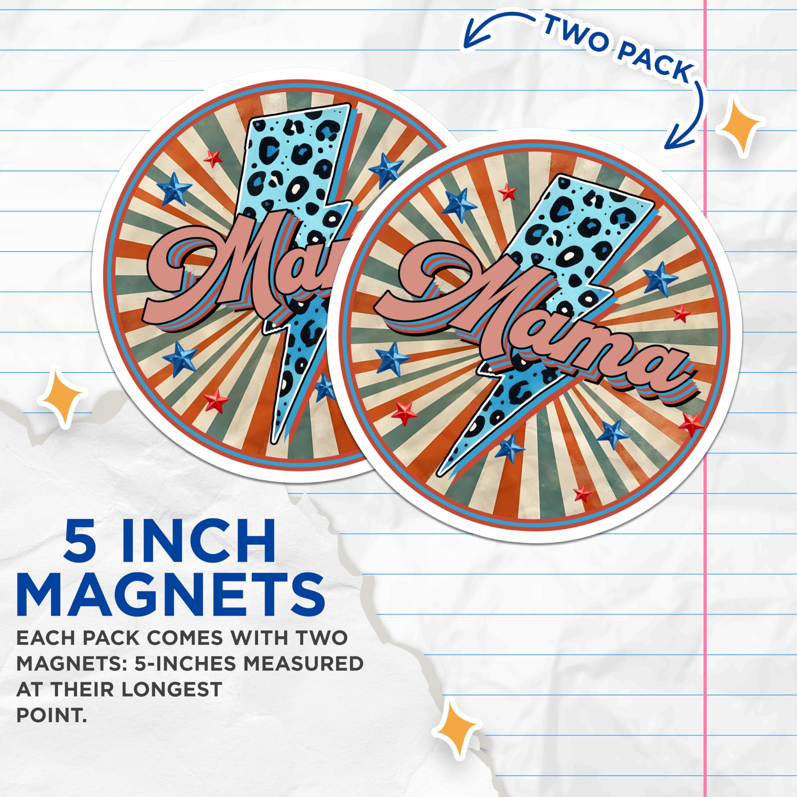 (2 Pack) Mama Magnets - Cool Retro Decoration - 5" On Longest Side - for Cars, Fridges, Toolboxes - Made in USA - MAG7452