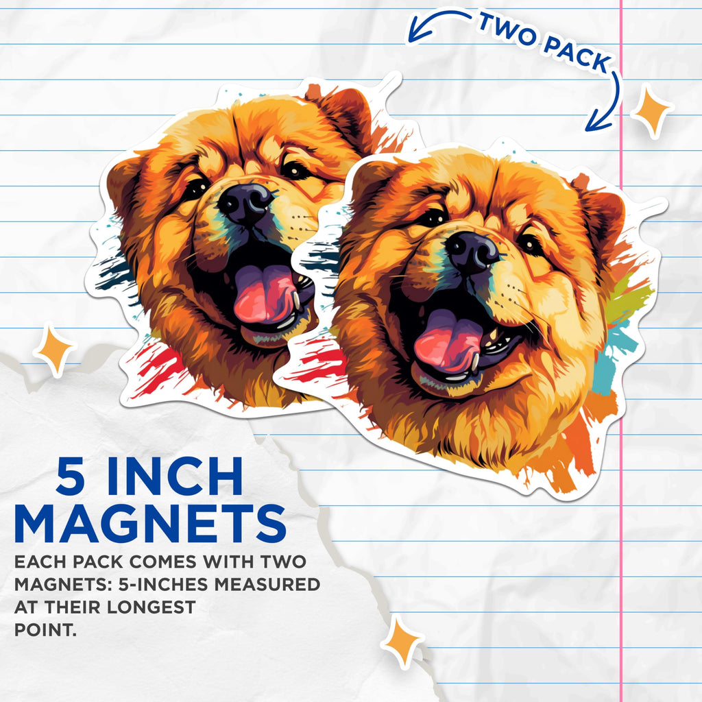 (2 Pack) Chow Chow Dog Breed Magnets - 5 Inches On Longest Side - Choose from Over 100 Dog Breeds - for Cars, Refrigerators, Toolboxes - Made in USA - MAG1828