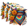 (3 Pack) Bandana Laptop Decals - Floral Tie Dye Decals - Boho Sticker Sets - 3 Inches On Longest Side - Easy Peel & Apply - Made in USA - 3MCS7611